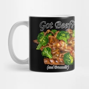 "Got Beef (and Broccoli)?" Food Art Joke Mug